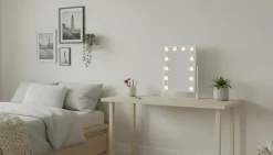Glow Lille meikkipeili jalustalla 36,5 cm LED-valaistuksella Holywood peili Valkoinen