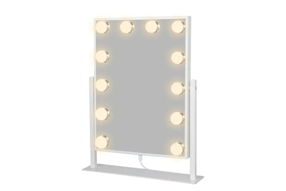 Glow Lille meikkipeili jalustalla 36,5 cm LED-valaistuksella Holywood peili Valkoinen
