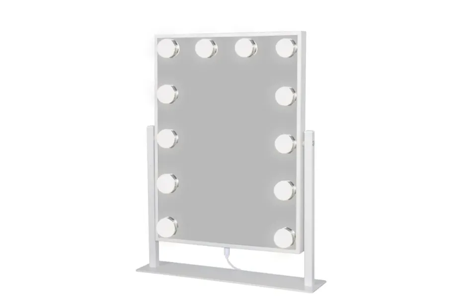 Glow Lille meikkipeili jalustalla 36,5 cm LED-valaistuksella Holywood peili Valkoinen