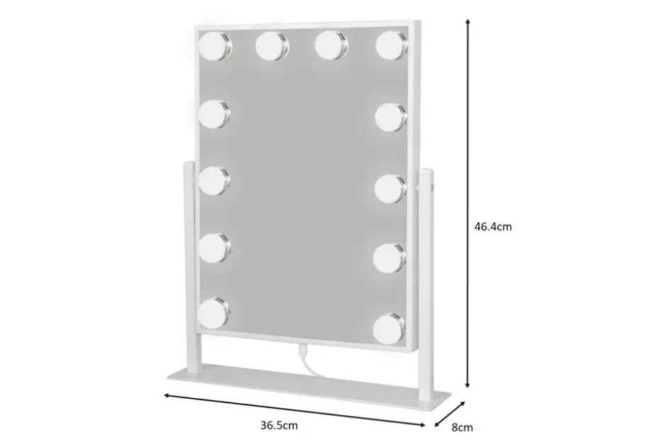 Glow Lille meikkipeili jalustalla 36,5 cm LED-valaistuksella Holywood peili Valkoinen