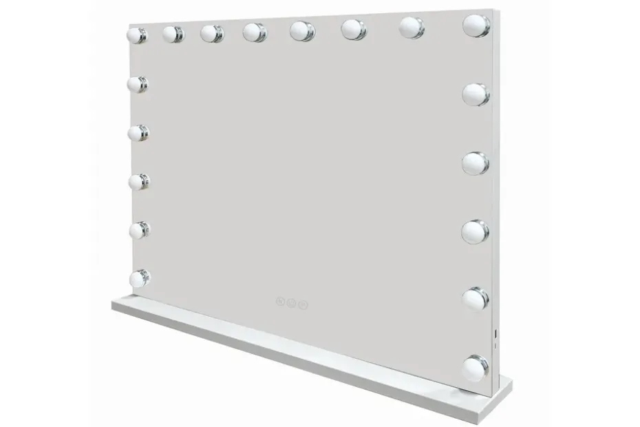 Glow Suuri Meikkipeili 80 cm valaistuksella lampuilla - Hollywood-peili USB-latauksella Valkoinen