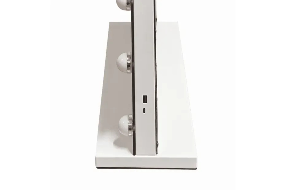 Glow Suuri Meikkipeili 80 cm valaistuksella lampuilla - Hollywood-peili USB-latauksella Valkoinen
