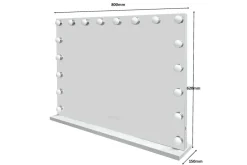 Glow Suuri Meikkipeili 80 cm valaistuksella lampuilla - Hollywood-peili USB-latauksella Valkoinen