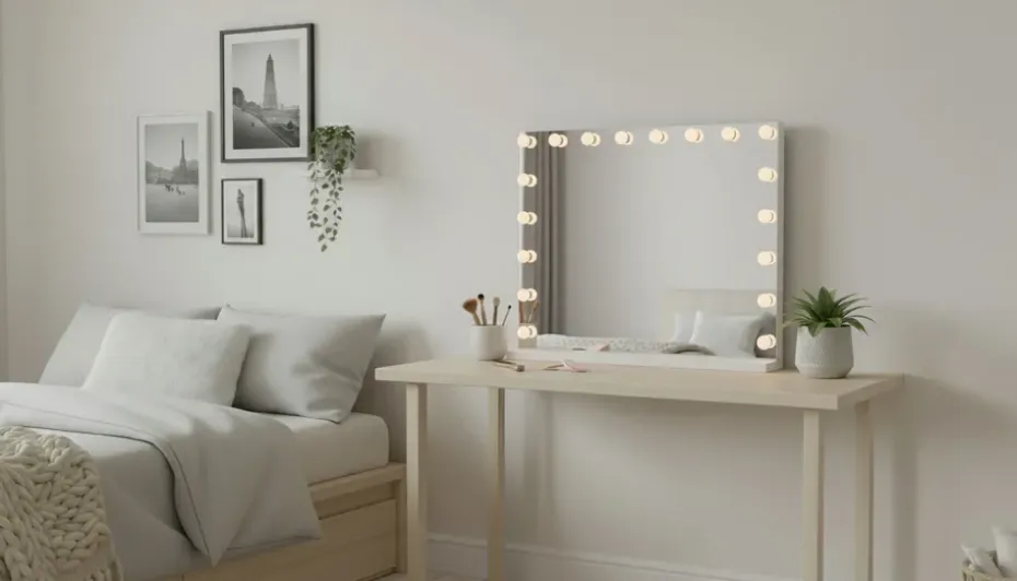 Glow Suuri Meikkipeili 80 cm valaistuksella lampuilla - Hollywood-peili USB-latauksella Valkoinen