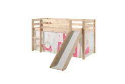 Keskikorkea sänky verholla Pino Prinsessa Luonnollinen, Luonnollinen, Liukumäellä, Ei tunnelia, Ei taskuja Luonnollinen, Luonnollinen, Liukumäellä, Ei tunnelia, Ei taskuja