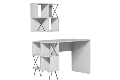 Kirjoituspöytä Amtorp 120 cm Säilytys Hylly+Kirjahylly Pieni Valkoinen/Musta