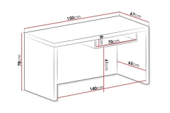 Kirjoituspöytä Ciborro 150 cm Valkoinen