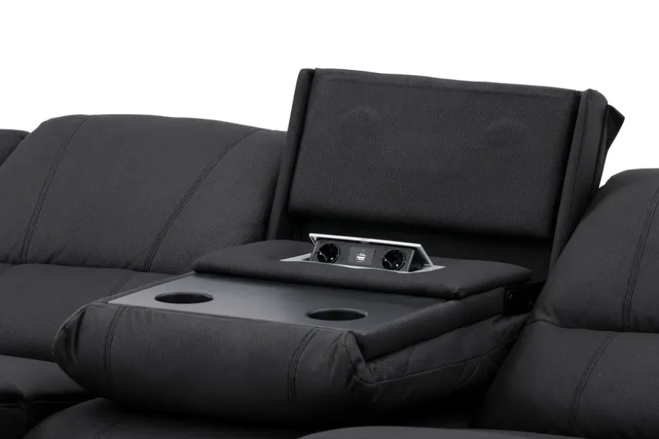 Kulmarecliner-sohva Comfort Living Singapore-recliner-sohva 3-istuttava keinonahka Musta
