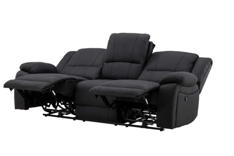 Kulmarecliner-sohva Comfort Living Singapore-recliner-sohva 3-istuttava keinonahka Musta