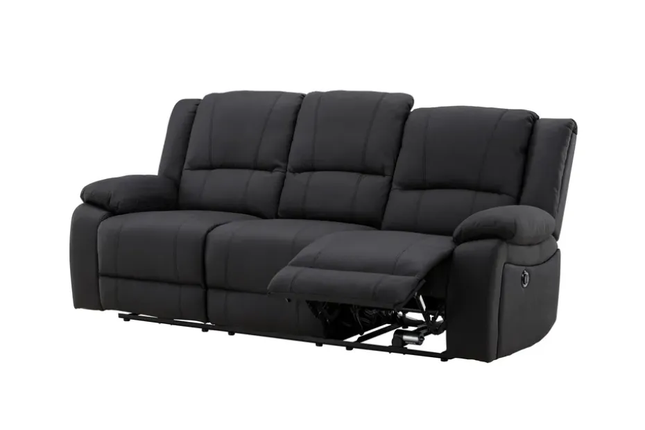 Kulmarecliner-sohva Comfort Living Singapore-recliner-sohva 3-istuttava keinonahka Musta