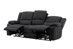 Kulmarecliner-sohva Comfort Living Singapore-recliner-sohva 3-istuttava keinonahka Musta