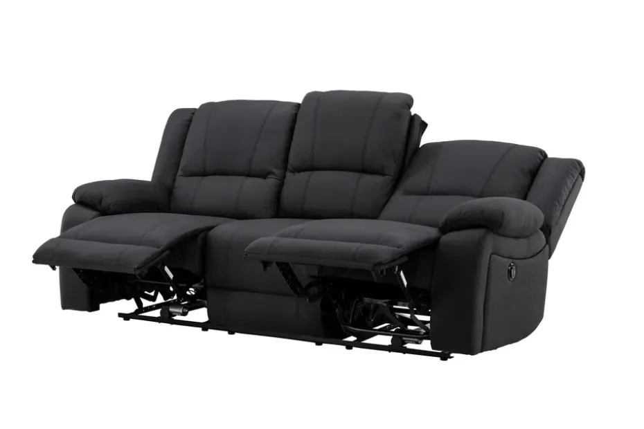 Kulmarecliner-sohva Comfort Living Singapore-recliner-sohva 3-istuttava keinonahka Musta