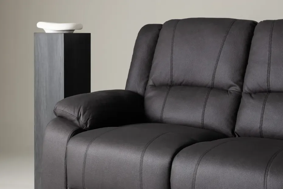 Kulmarecliner-sohva Comfort Living Singapore-recliner-sohva 3-istuttava keinonahka Musta