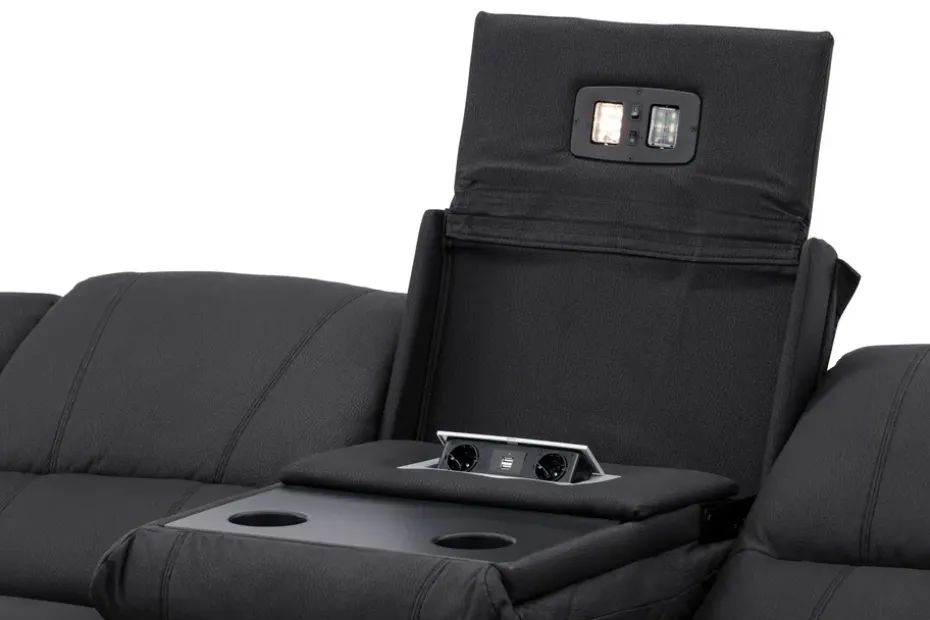 Kulmarecliner-sohva Comfort Living Singapore-recliner-sohva 3-istuttava keinonahka Musta