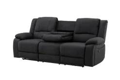Kulmarecliner-sohva Comfort Living Singapore-recliner-sohva 3-istuttava keinonahka Musta