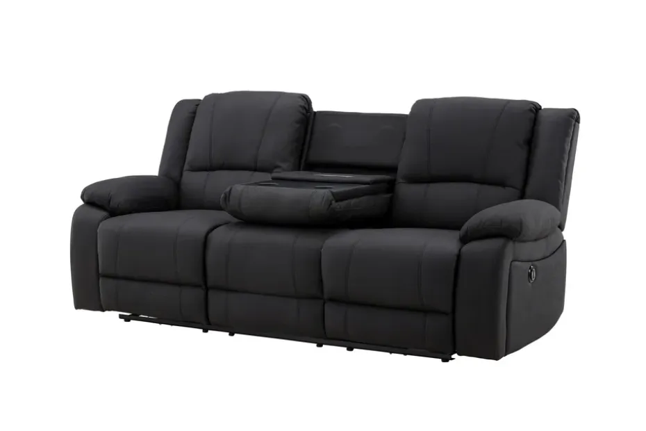 Kulmarecliner-sohva Comfort Living Singapore-recliner-sohva 3-istuttava keinonahka Musta