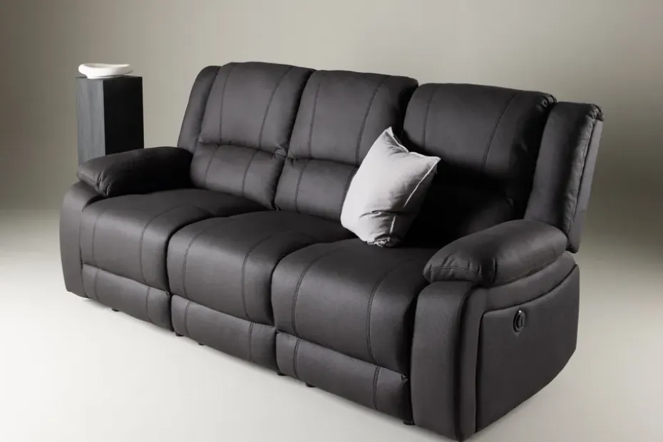 Kulmarecliner-sohva Comfort Living Singapore-recliner-sohva 3-istuttava keinonahka Musta