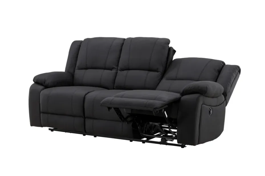 Kulmarecliner-sohva Comfort Living Singapore-recliner-sohva 3-istuttava keinonahka Musta