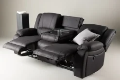 Kulmarecliner-sohva Comfort Living Singapore-recliner-sohva 3-istuttava keinonahka Musta
