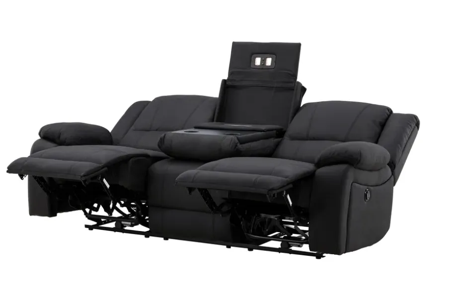 Kulmarecliner-sohva Comfort Living Singapore-recliner-sohva 3-istuttava keinonahka Musta
