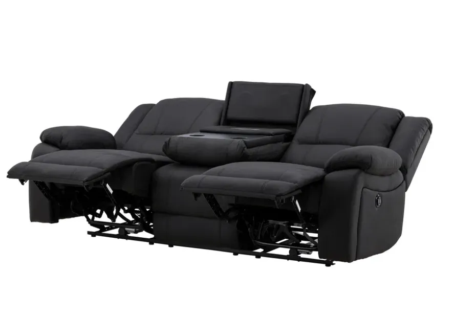 Kulmarecliner-sohva Comfort Living Singapore-recliner-sohva 3-istuttava keinonahka Musta