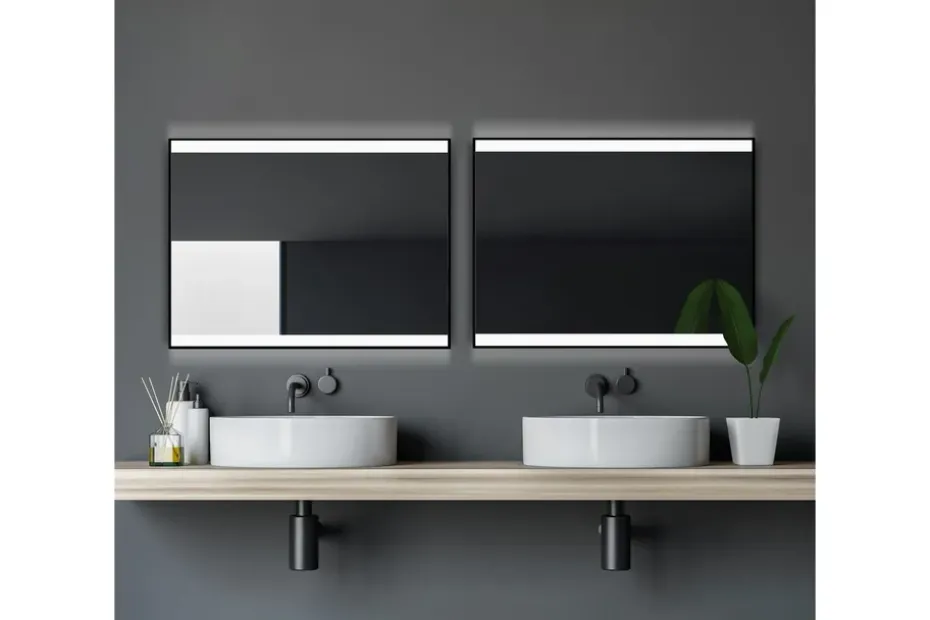 Kylpyhuonepeili Almunge 60 cm LED-valaistus Musta