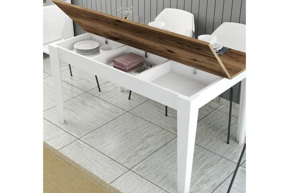 Lissione Ruokapöytä 145x88 cm Ruskea/Valkoinen Hanah Home