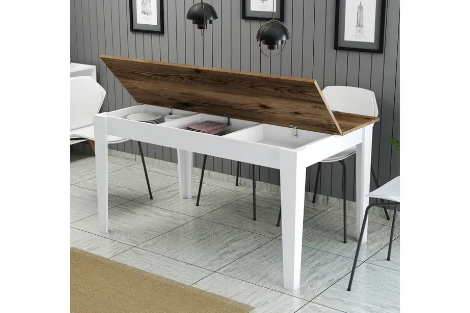 Lissione Ruokapöytä 145x88 cm Ruskea/Valkoinen Hanah Home