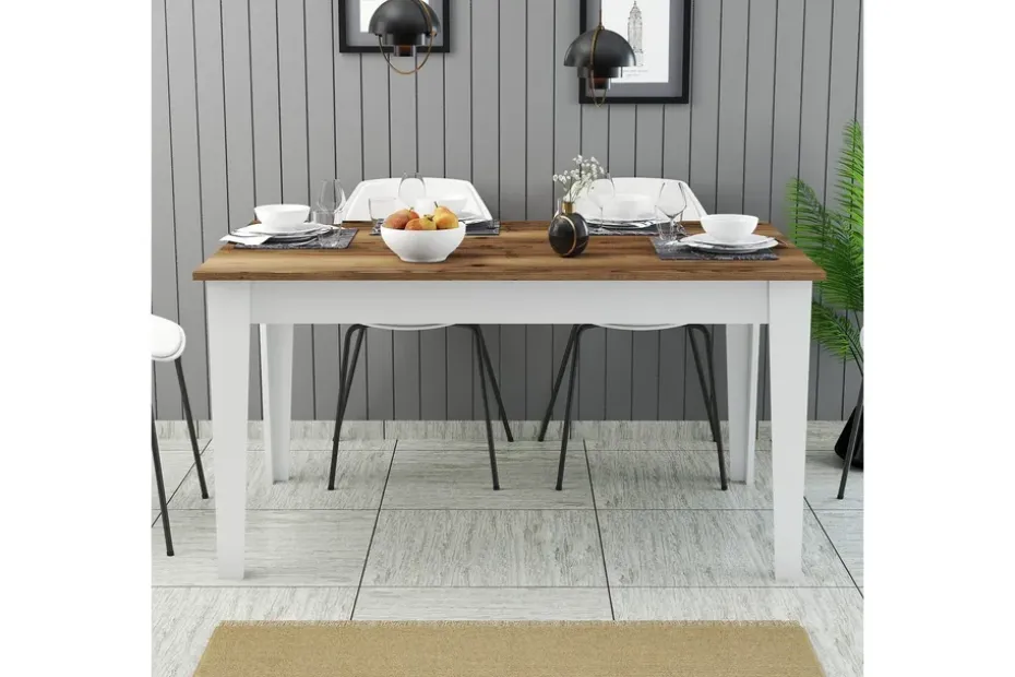Lissione Ruokapöytä 145x88 cm Ruskea/Valkoinen Hanah Home