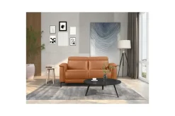 Loft24 2-istuttava sohva Lund Konjakki, Nahka/PU, Manuaalinen nojatuoli Konjakki, Nahka/PU, Manuaalinen nojatuoli
