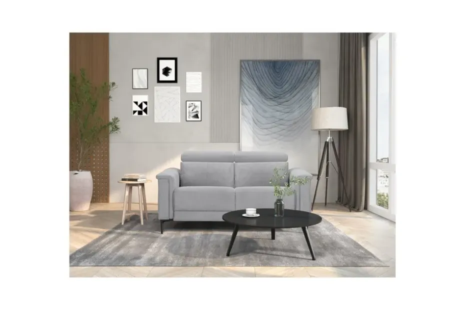 Loft24 2-istuttava sohva Lund Vaaleanharmaa, Belfast-kangas, Manuaalinen nojatuoli Vaaleanharmaa, Belfast-kangas, Manuaalinen nojatuoli
