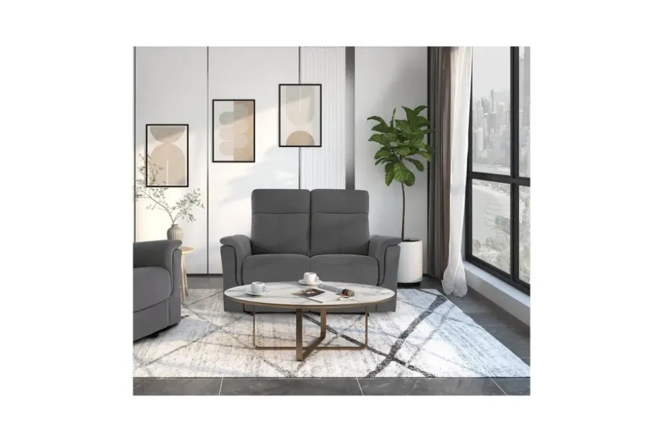 Loft24 2-istuttava sohva Southbrook Antrasiitti, Kangas/Puu/Metalli, Sähköinen lepotuoli Antrasiitti, Kangas/Puu/Metalli, Sähköinen lepotuoli