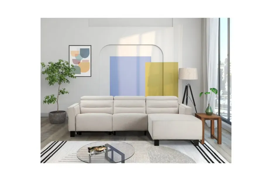 Loft24 Kulmarecliner-sohva Loft24 Kulmasohva Loft24 Carpari manuaalisella recliner-toiminnolla Valkoinen Oikeakätinen Belfast-kangas