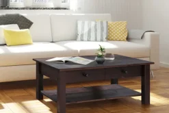 Loft24 Sohvapöytä Yamina 100 cm Säilytyksellä 2 laatikkoa+Hylly Musta