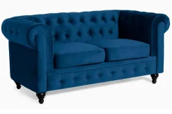 Manor House Chesterfield Lyx 2-istuttava pieni samettisohva – Syvä sohva 160 cm leveä