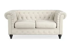 Manor House Chesterfield Lyx 2-istuttava samettisohva – Pieni syvä sohva Beige Sametti
