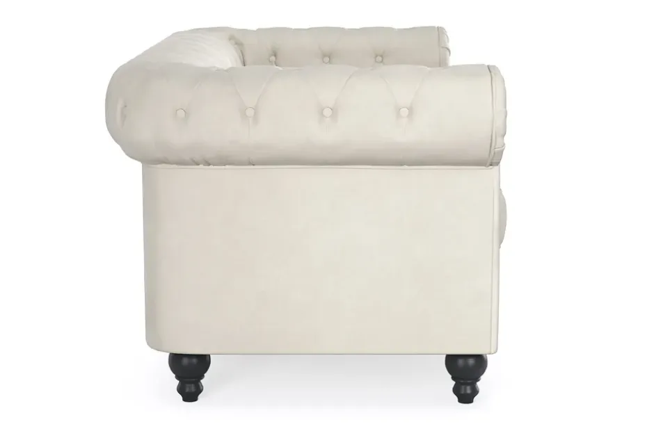 Manor House Chesterfield Lyx 2-istuttava samettisohva – Pieni syvä sohva Beige Sametti