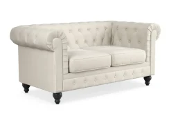 Manor House Chesterfield Lyx 2-istuttava samettisohva – Pieni syvä sohva Beige Sametti