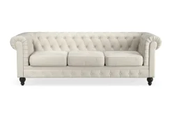 Manor House Chesterfield Lyx 3-istuttava samettisohva – Syvä sohva Beige