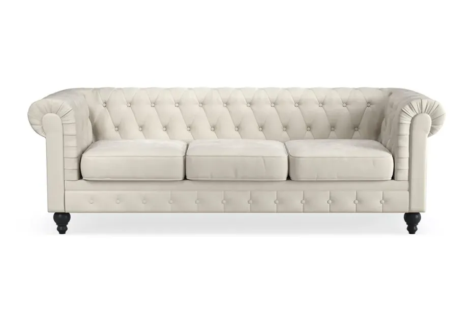 Manor House Chesterfield Lyx 3-istuttava samettisohva – Syvä sohva Beige