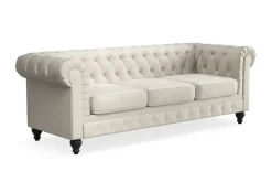 Manor House Chesterfield Lyx 3-istuttava samettisohva – Syvä sohva Beige