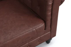 Manor House Chesterfield Lyx 3-istuttava syvä sohva keinonahkaa Tummanruskea PU