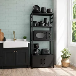 Monikäyttöhylly Hanah Home Modu (56 x 138 x 30 cm) Musta Musta