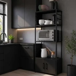 Monikäyttöhylly Hanah Home Modu (56 x 138 x 30 cm) Musta Musta