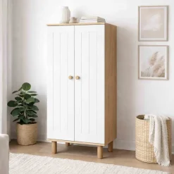 Monitoimikaappi Hanah Home Ayka (60 x 129 x 37 cm) Valkoinen pähkinä Valkoinen ja pähkinä