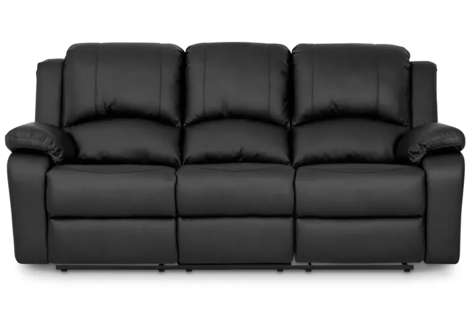 Navarro Recliner Sohvaryhmä 3+2 - Kallistettava sohva nojatuoli - Kotiteatterisohva keinonahkaa Musta