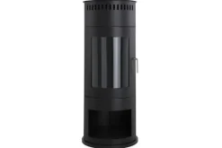 Nordflamma Corbo Vapaa Pyöreä Etanoliuuni 112x45x45 cm lasia ja ruostumatonta terästä Musta