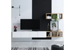 Pa TV-kalustesetti 215x32 cm Valkoinen/Ruskea Hanah Home