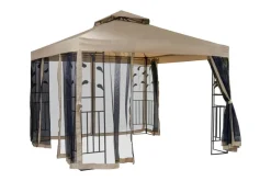 Paviljonki Leafie 300x300 cm Teräsrunko Ruskea/Beige