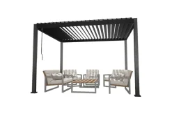 Paviljonki Mirador 3x3x2,5m verhoilla Tummanharmaa